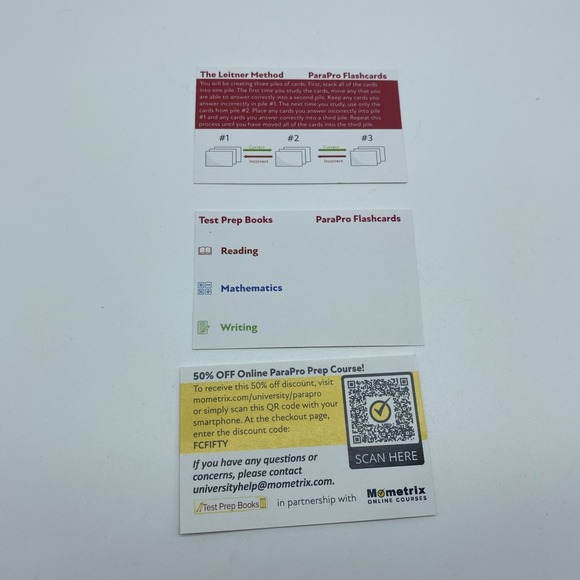 Test Prep Books ParaPro Flash Cards-ParaProfessional-Reading, Writing, Math - Picture 3 of 14